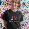 T-shirt femme 100% coton bio - Cadeau - "I LOVE la binouse"
