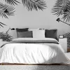 Papier Peint Panoramique Feuilles Palmier Noir et Blanc