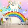 Papier Peint Panoramique Licornes Arc-en-ciel