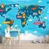 Papier Peint Panoramique Mappemonde Enfant 1