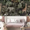 Papier Peint Panoramique Jungle Animaux Foncé