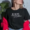 T-shirt femme 100% coton bio - Humour - "Je bois toujours avec modération"