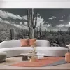 Papier Peint Panoramique Cactus Noir et Blanc 2