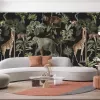 Papier Peint Panoramique Jungle Animaux Foncé