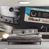 Papier Peint Panoramique Musique Cassettes Vintage