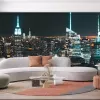 Papier Peint Panoramique Ville New York de Nuit