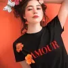 T-shirt femme 100% coton bio - Cadeau - "AMOUR"