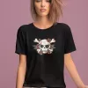T-shirt femme personnalisé - Tête de mort - "Crâne fleuri"