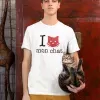 T-shirt homme 100% coton bio - Cadeau - "I LOVE mon chat"