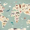 Papier Peint Panoramique Mappemonde Animaux