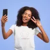 T-shirt femme 100% coton bio - Humour - "Mon premier selfie"
