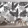 Papier Peint Panoramique Feuilles Tropical Noir