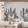 Papier Peint Panoramique Cactus Noir et Blanc
