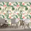 Papier Peint Panoramique Jungle Motifs Fleurs et Feuilles