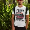 T-shirt homme 100% coton bio - Cadeau - "J'peux pas j'me barre en van"