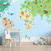 Papier Peint Panoramique Mappemonde Animaux 2