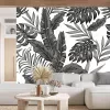 Papier Peint Panoramique Feuilles Tropical Noir