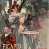 Affiche personnalisée Peinture 19e Alphonse Mucha - Figaro Illustré / Les cafés-concerts