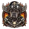 Tote Bag personnalisé – "Chien motard flamme"