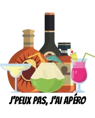 T-shirt homme 100% coton bio - Humour - "J'peux pas j'ai apéro"