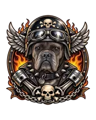 Tote Bag personnalisé – "Chien motard flamme"