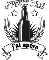 T-shirt homme 100% coton bio - Humour - "J'peux pas j'ai apéro" Old school