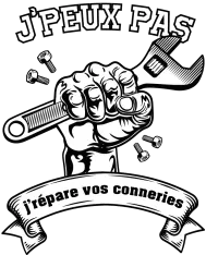 T-shirt homme 100% coton bio - Humour - "J'peux pas j'répare vos conneries" Old school