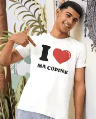 T-shirt homme personnalisé - Cadeau - "I LOVE MA COPINE"
