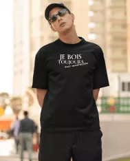 T-shirt homme 100% coton bio - Humour - "Je bois toujours avec modération"