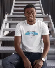 T-shirt homme 100% coton bio - Cadeau - "Certifié meilleur papa du monde"