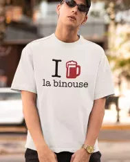 T-shirt homme 100% coton bio - Cadeau - "I LOVE la binouse"