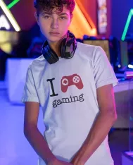 T-shirt homme 100% coton bio - Cadeau - "I LOVE gaming"
