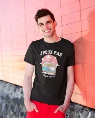 T-shirt homme personnalisé - J'peux pas - "J'peux pas j'pars en van"