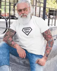 T-shirt homme 100% coton bio - Famille - "SUPER PAPI"