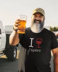 T-shirt homme 100% coton bio - Cadeau - "I LOVE l'apéro"