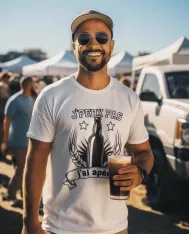 T-shirt homme 100% coton bio - Humour - "J'peux pas j'ai apéro" Old school