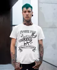 T-shirt homme 100% coton bio - Humour - "J'peux pas j'répare vos conneries" Old school