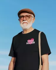 T-shirt homme 100% coton bio - Humour - "Vieux machin" Rose