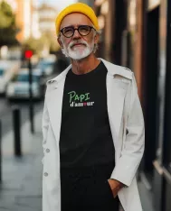 T-shirt homme 100% coton bio - Cadeau - "Papi d'amour"