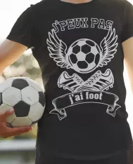 T-shirt homme 100% coton bio - Humour - "J'peux pas j'ai foot " Old school