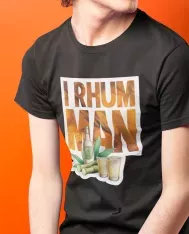 T-shirt homme 100% coton bio - Humour - "I RHUM MAN" Liquide