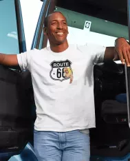 T-shirt homme personnalisé - Vintage - "Pin-up on the road"