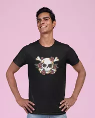 T-shirt homme personnalisé - Tête de mort - "Crâne fleuri"