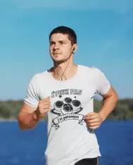 T-shirt homme 100% coton bio - Humour - "J'peux pas j'ai pétanque" Old school