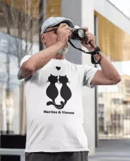 T-shirt homme personnalisé - Cadeau - "Chats amoureux..."