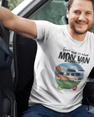 T-shirt homme 100% coton bio - Cadeau - "Faut que j'y aille, mon van m'appelle"