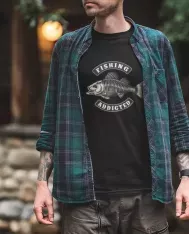 T-shirt homme personnalisé - Chasse et pêche - "Fishing addicted "