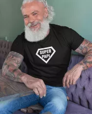 T-shirt homme 100% coton bio - Famille - "SUPER PAPI"