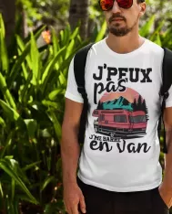 T-shirt homme 100% coton bio - Cadeau - "J'peux pas j'me barre en van"