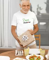 T-shirt homme 100% coton bio - Cadeau - "Papi d'amour"